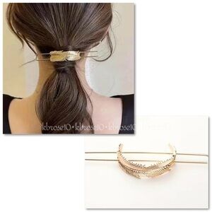 Boho Metal Gold Feather Hairpin New in Package